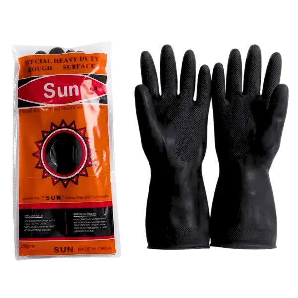 Gloves Rubber Black Large 1 pair