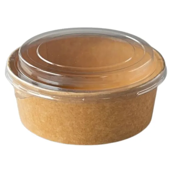 Kraft Round Salad Bowl 500ml + Plastic Lid