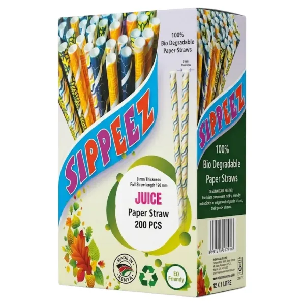 Paper Straws Assorted Big Straw 8mm x 190mm 200pcs