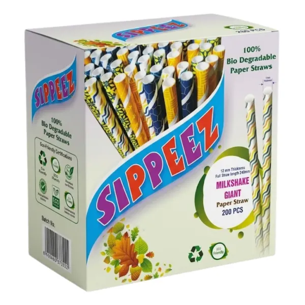 Paper Straws Assorted Giant Straw 12mm x 240mm 200pcs