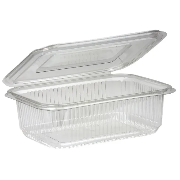 Rectangular Clear Hinged Plastic Container with Lid 1000cc 20pcs