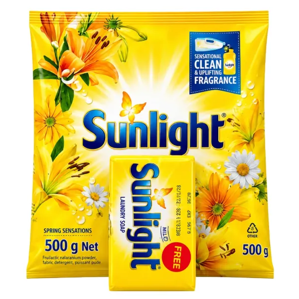Sunlight Washing Powder 500g + Free Sunlight Laundry Soap 80g
